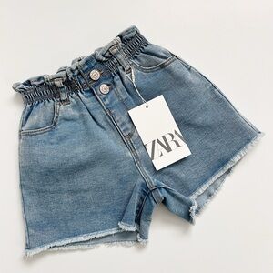 Zara Girls Paperbag Denim Shorts Size 4 NWT